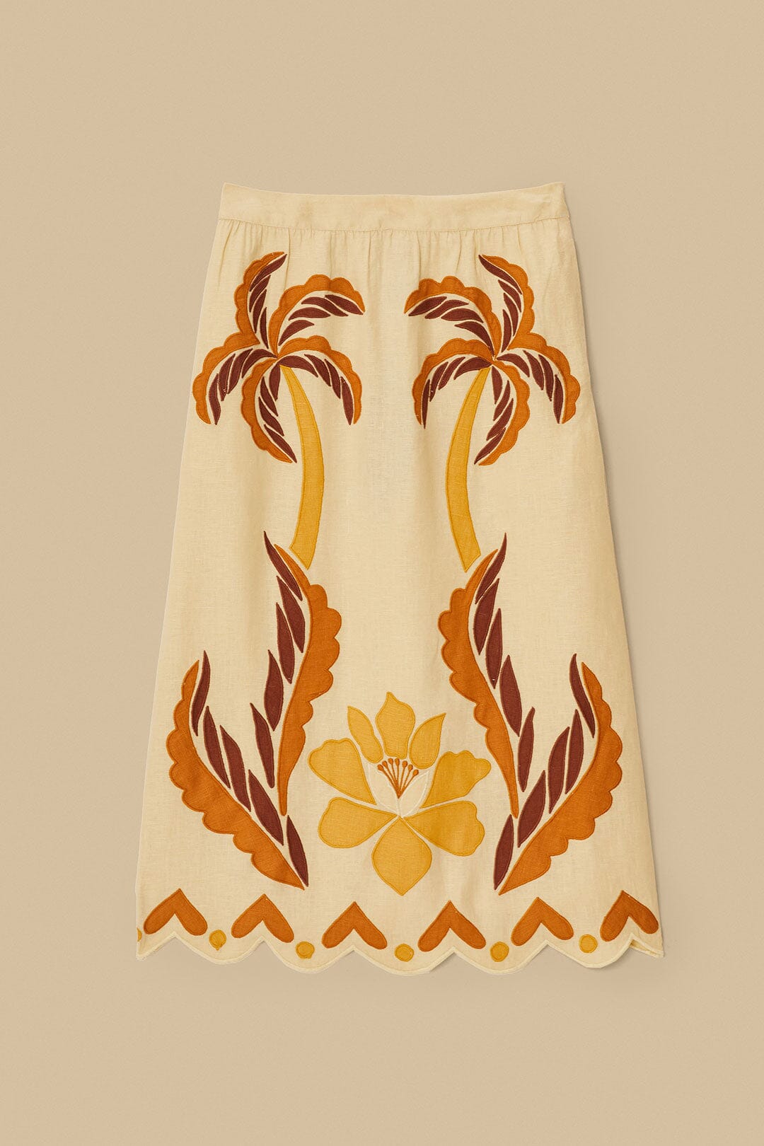  Sand Summer Cutwork Euroflax™ Premium Linen Skirt