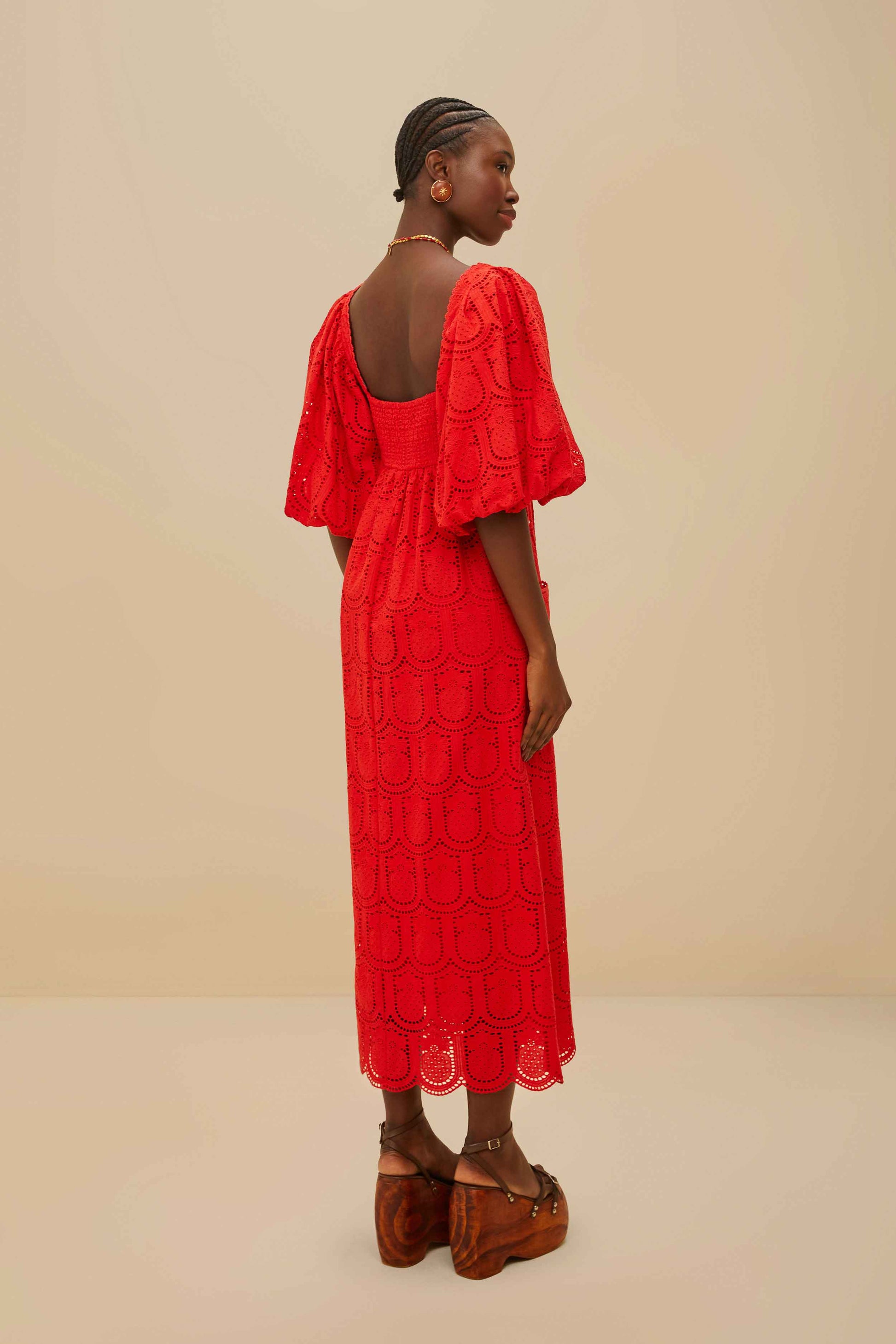  Red Pineapple Eyelet Maxi Dress
