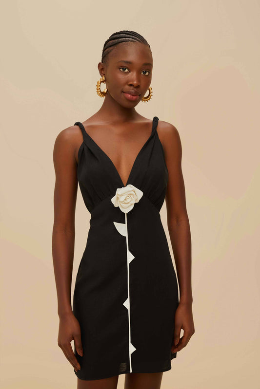  Black And White Rose LENZING™ ECOVERO™ Euroflax™ Mini Dress