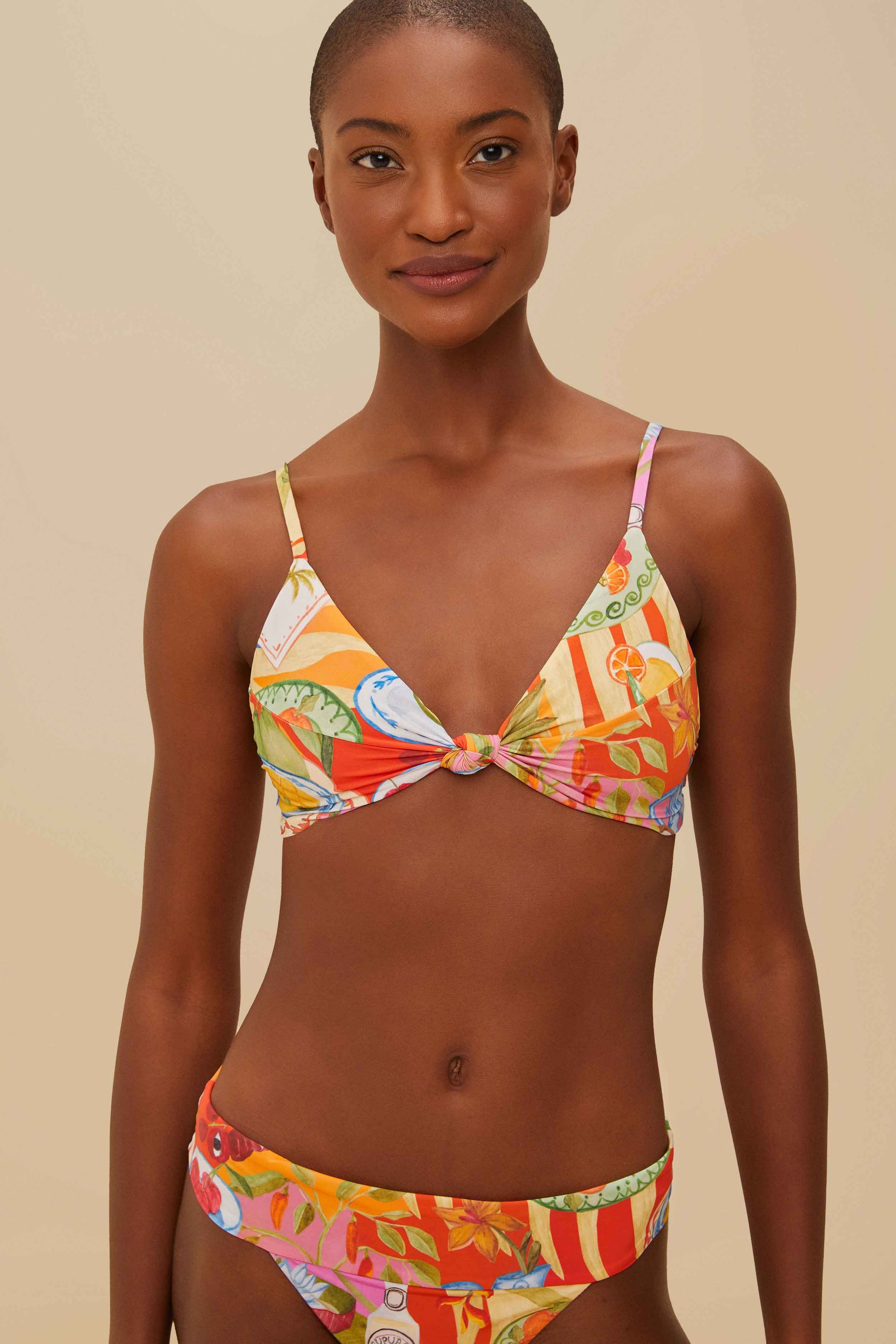  Multicolor Summer Picnic Knot Bikini Top