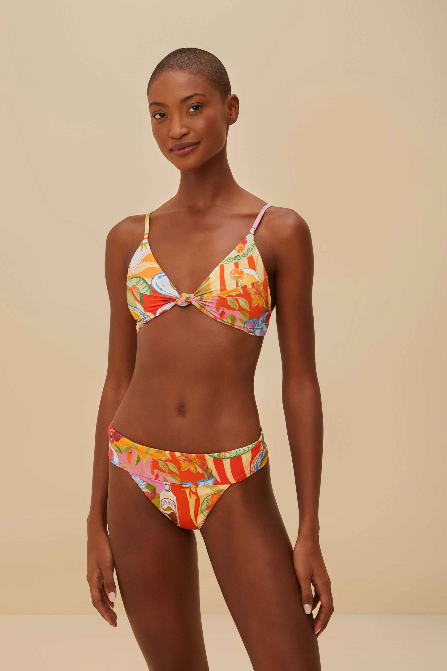  Multicolor Summer Picnic Knot Bikini Top