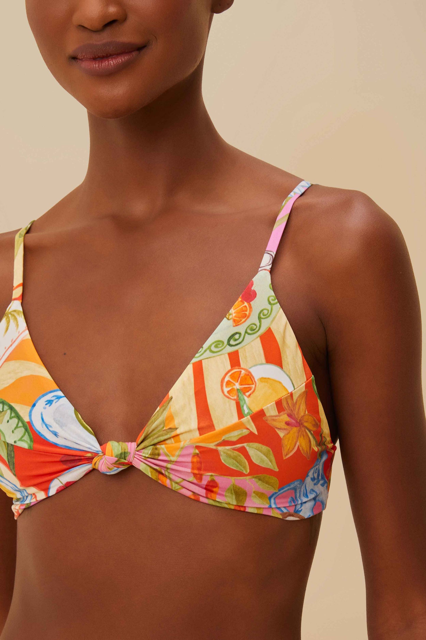  Multicolor Summer Picnic Knot Bikini Top