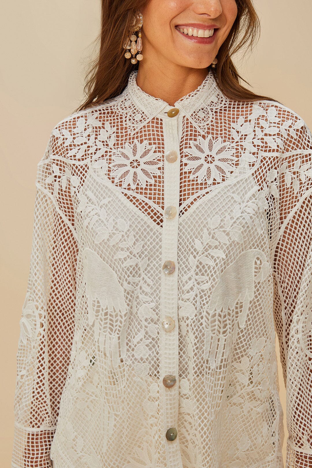  Off-White Landscape Guipure Shirt