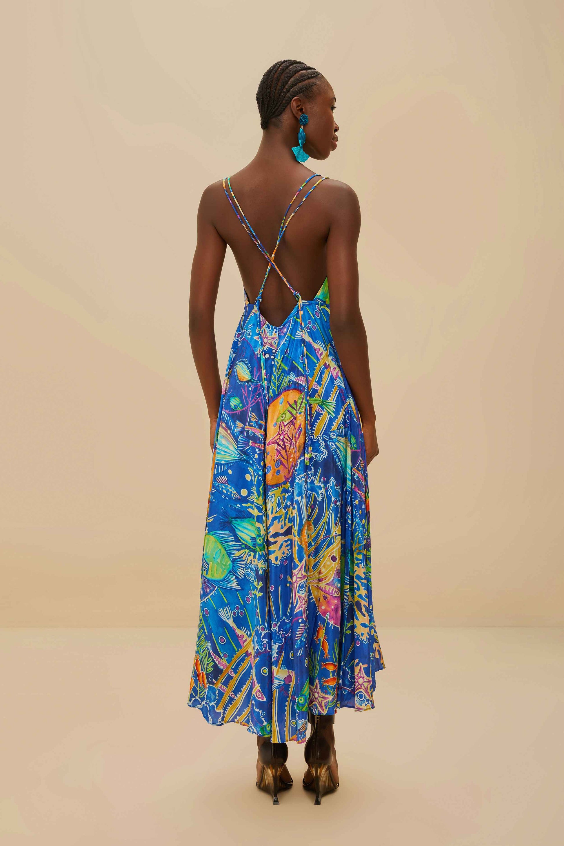  Blue Sea Life Sleeveless Maxi Dress
