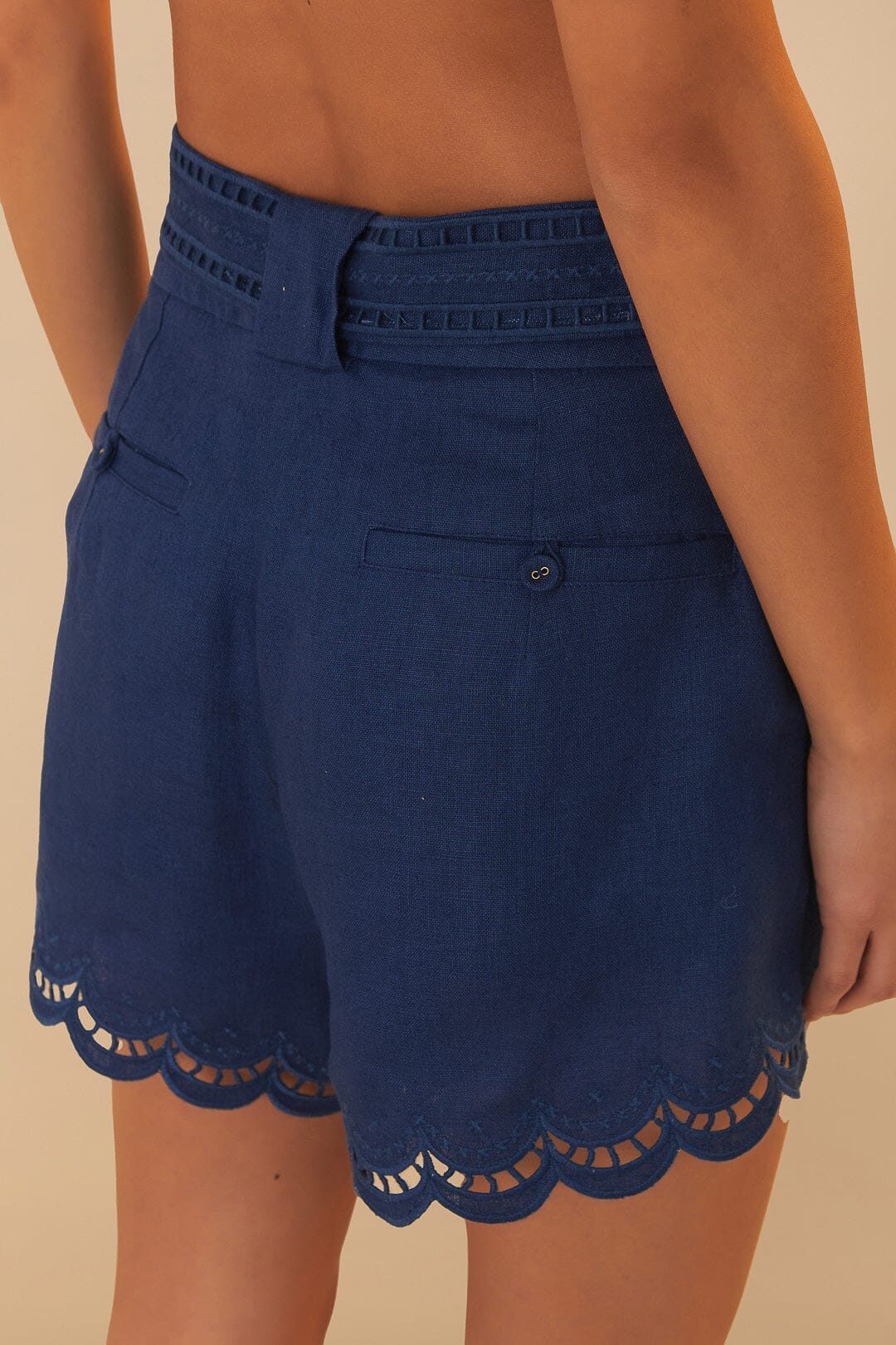  Navy Blue Richelieu Belted Euroflax™ Premium Linen Shorts