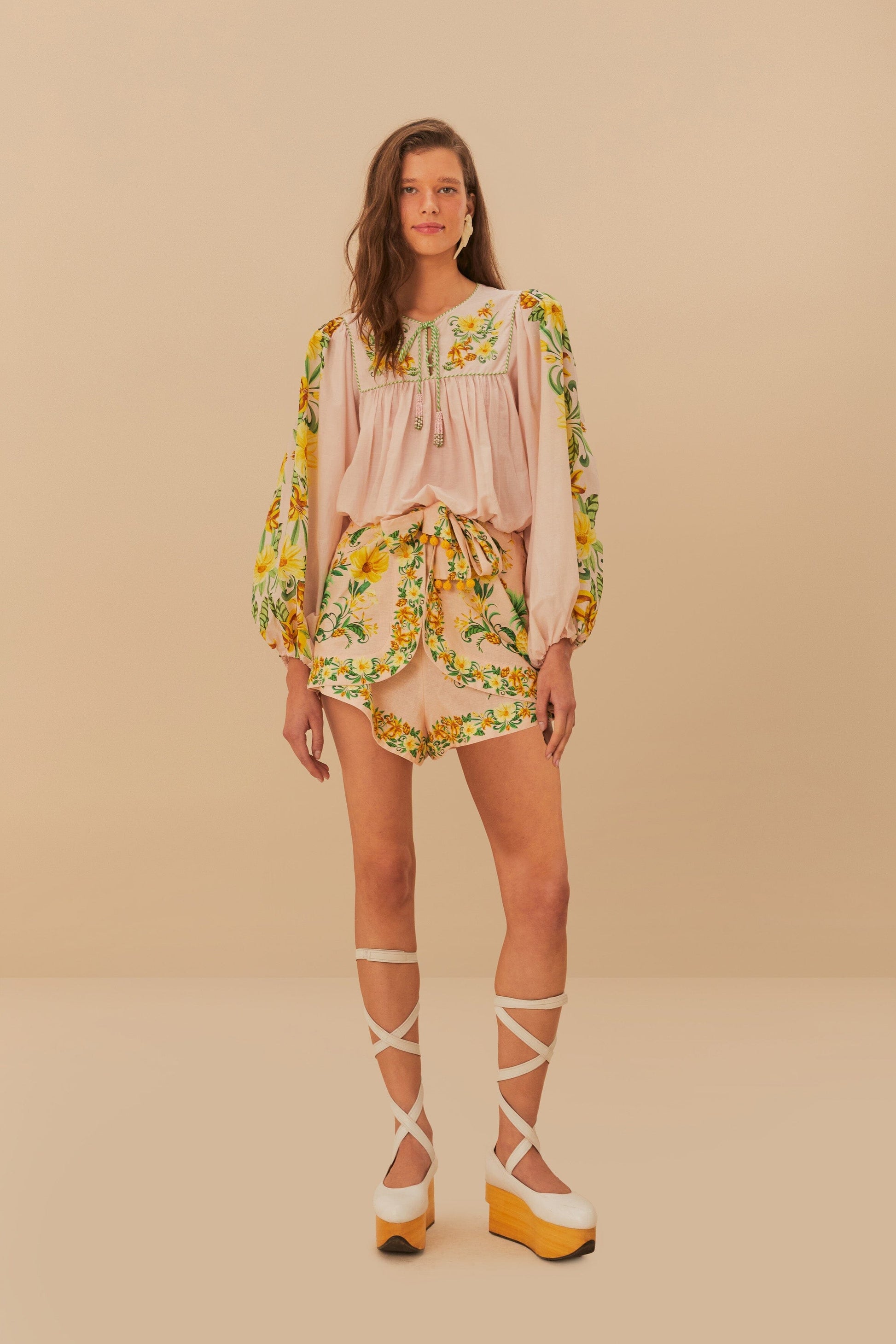  Pink Botanical Beauty LENZING™ ECOVERO™ Euroflax™ Shorts