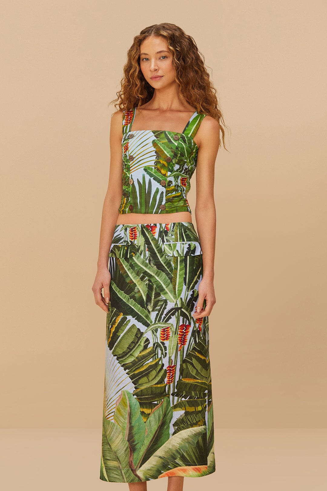 Blue Amazonia Forest Euroflax™ Premium Linen Maxi Skirt