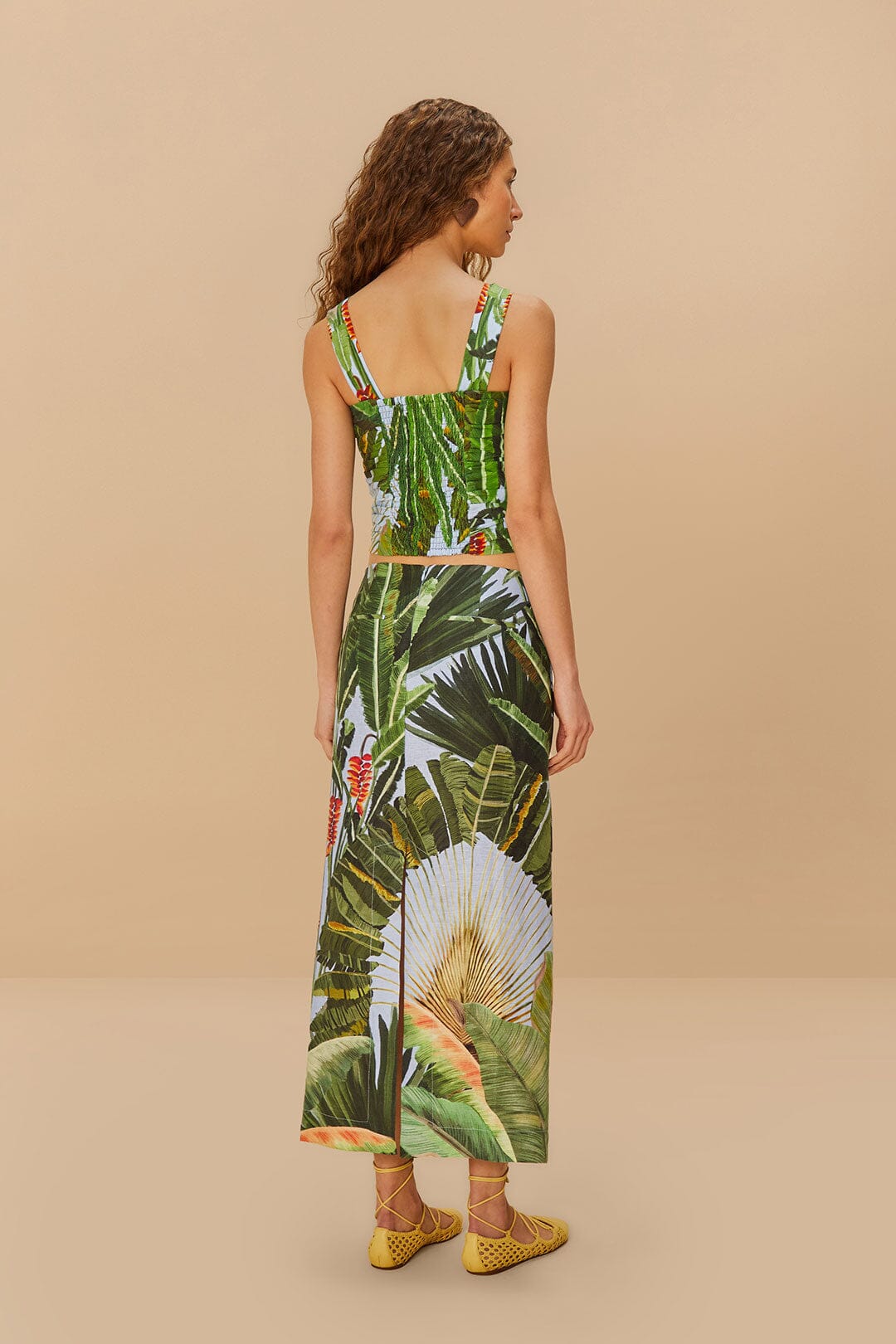  Blue Amazonia Forest Euroflax™ Premium Linen Maxi Skirt