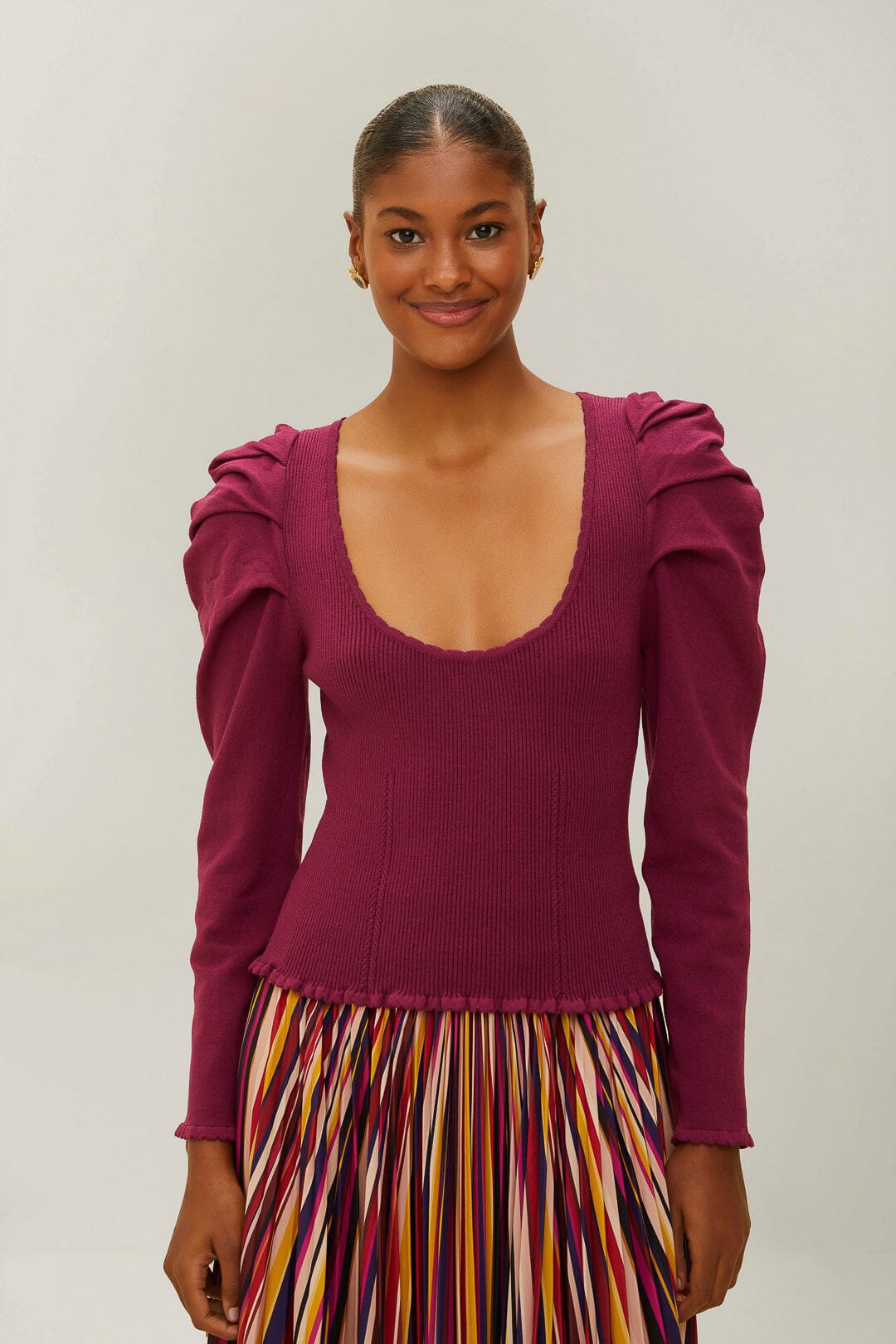  Burgundy Knit Corset Top