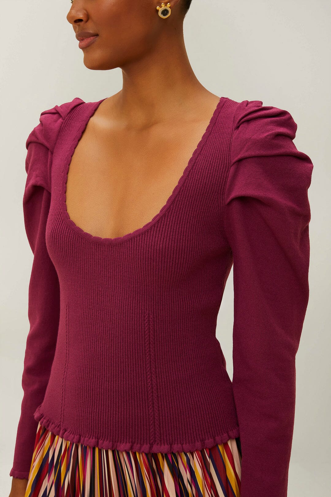 Burgundy Knit Corset Top