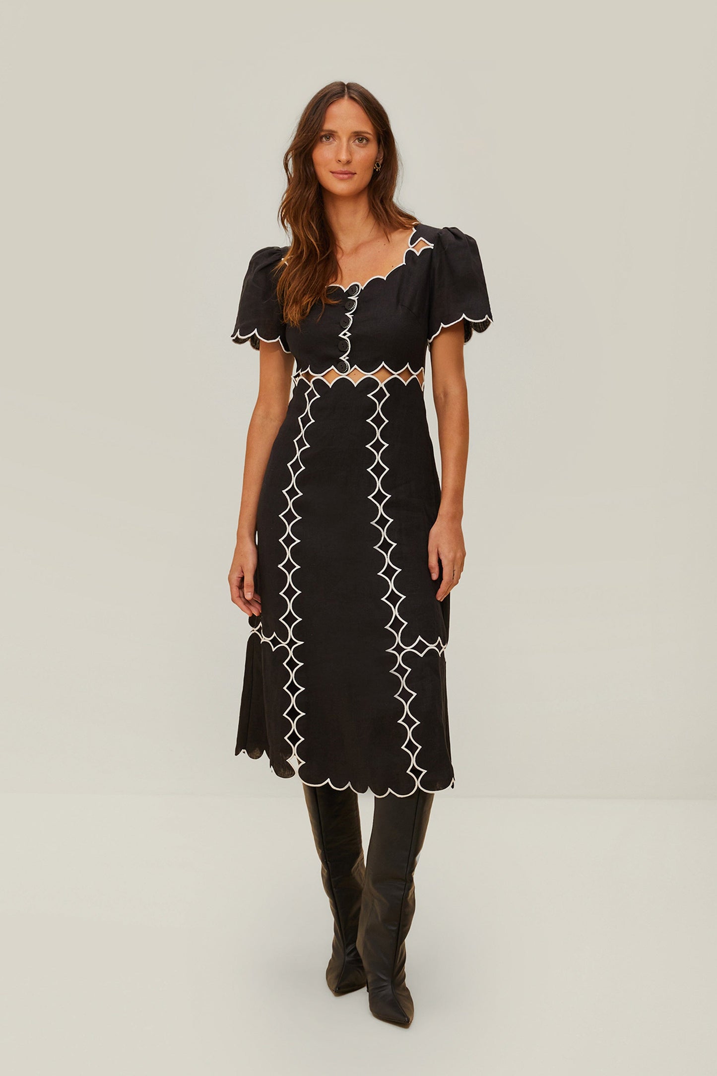  Black Short Sleeve LENZING™ ECOVERO™ Euroflax™ Maxi Dress