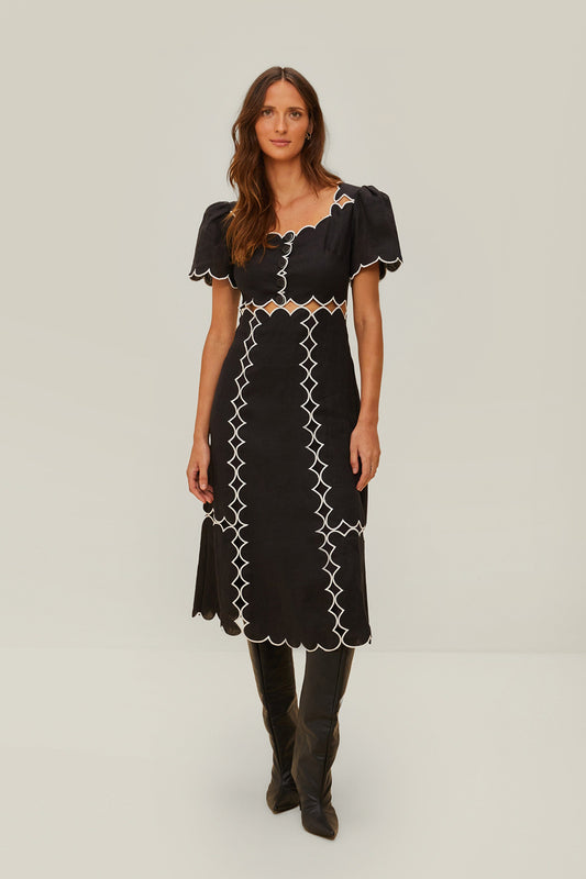  Black Short Sleeve LENZING™ ECOVERO™ Euroflax™ Maxi Dress