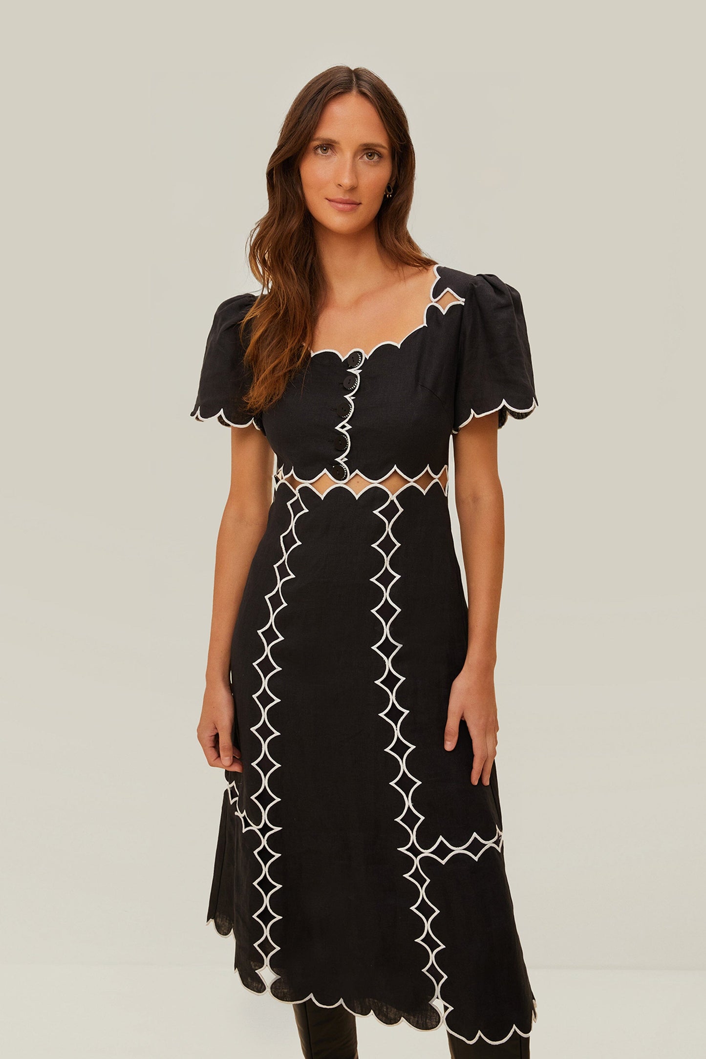  Black Short Sleeve LENZING™ ECOVERO™ Euroflax™ Maxi Dress