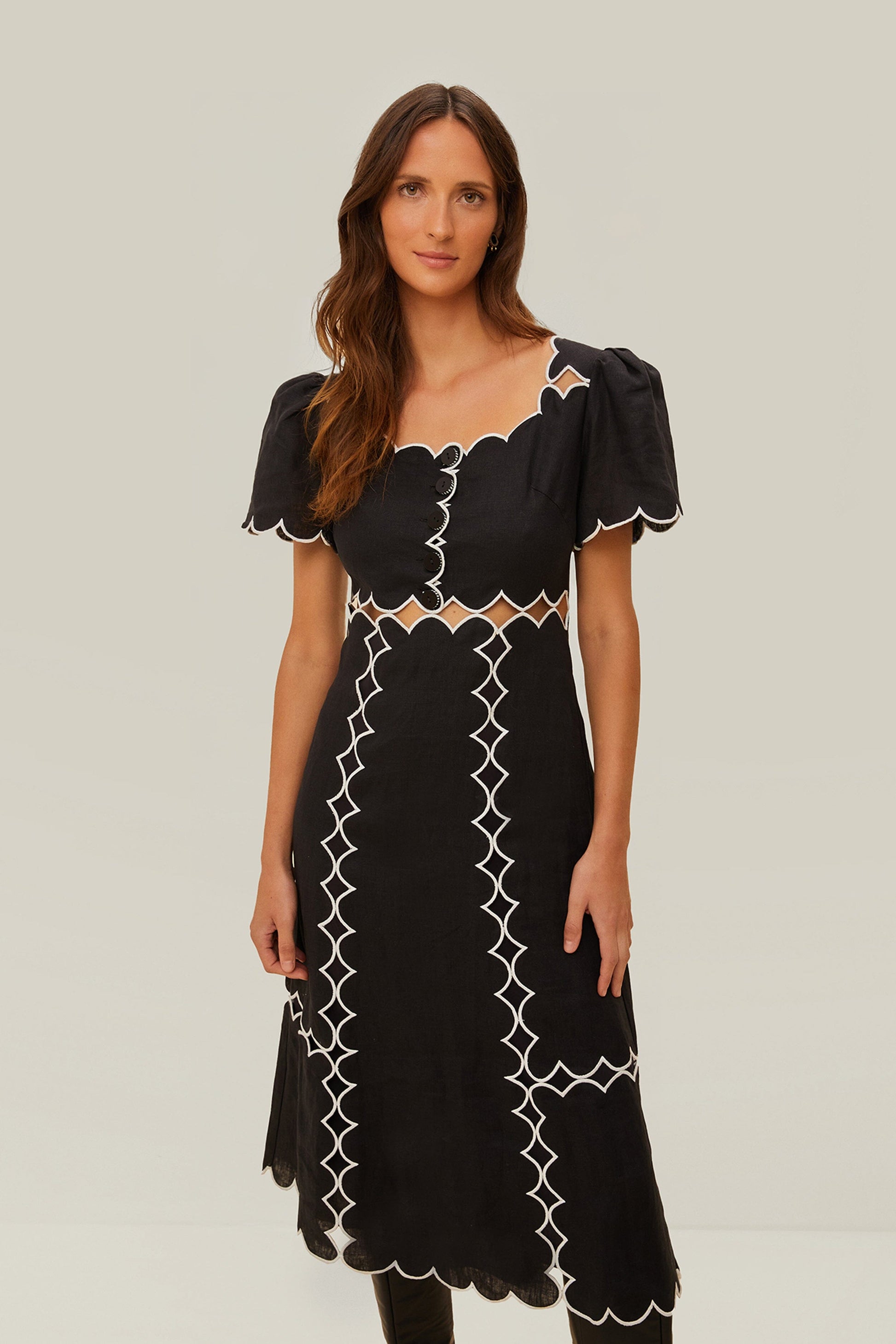  Black Short Sleeve LENZING™ ECOVERO™ Euroflax™ Maxi Dress