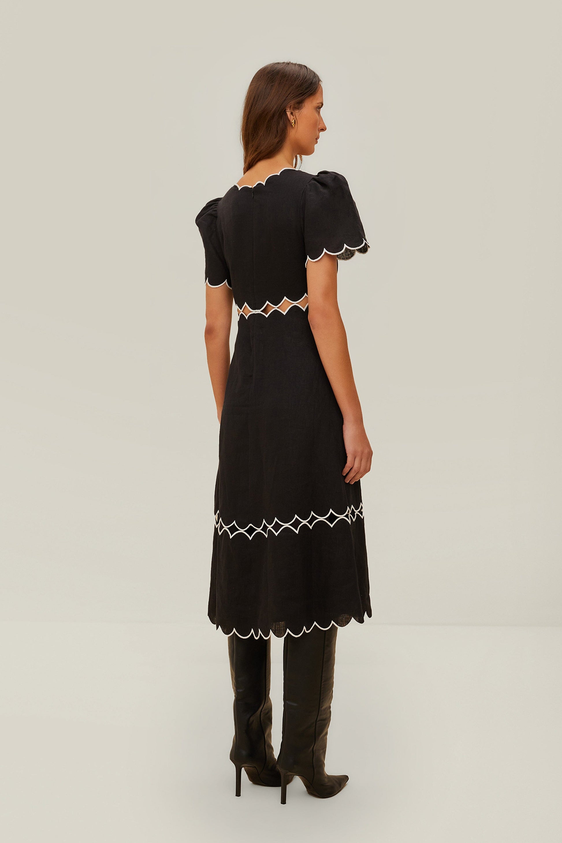  Black Short Sleeve LENZING™ ECOVERO™ Euroflax™ Maxi Dress
