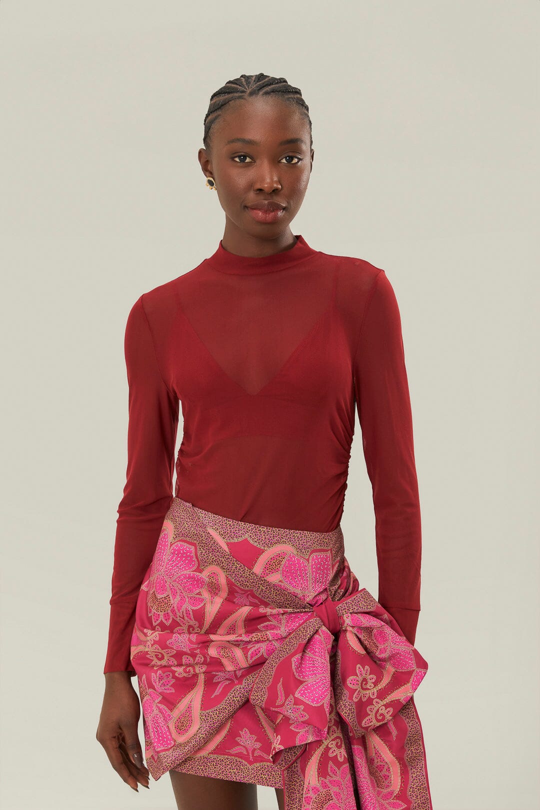  Burgundy Jersey Blouse