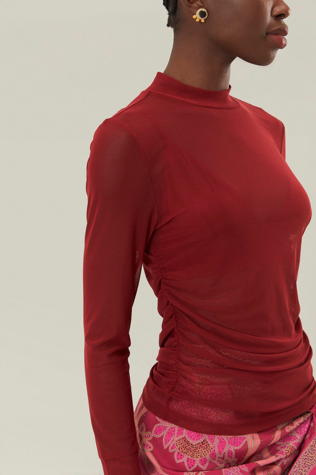  Burgundy Jersey Blouse