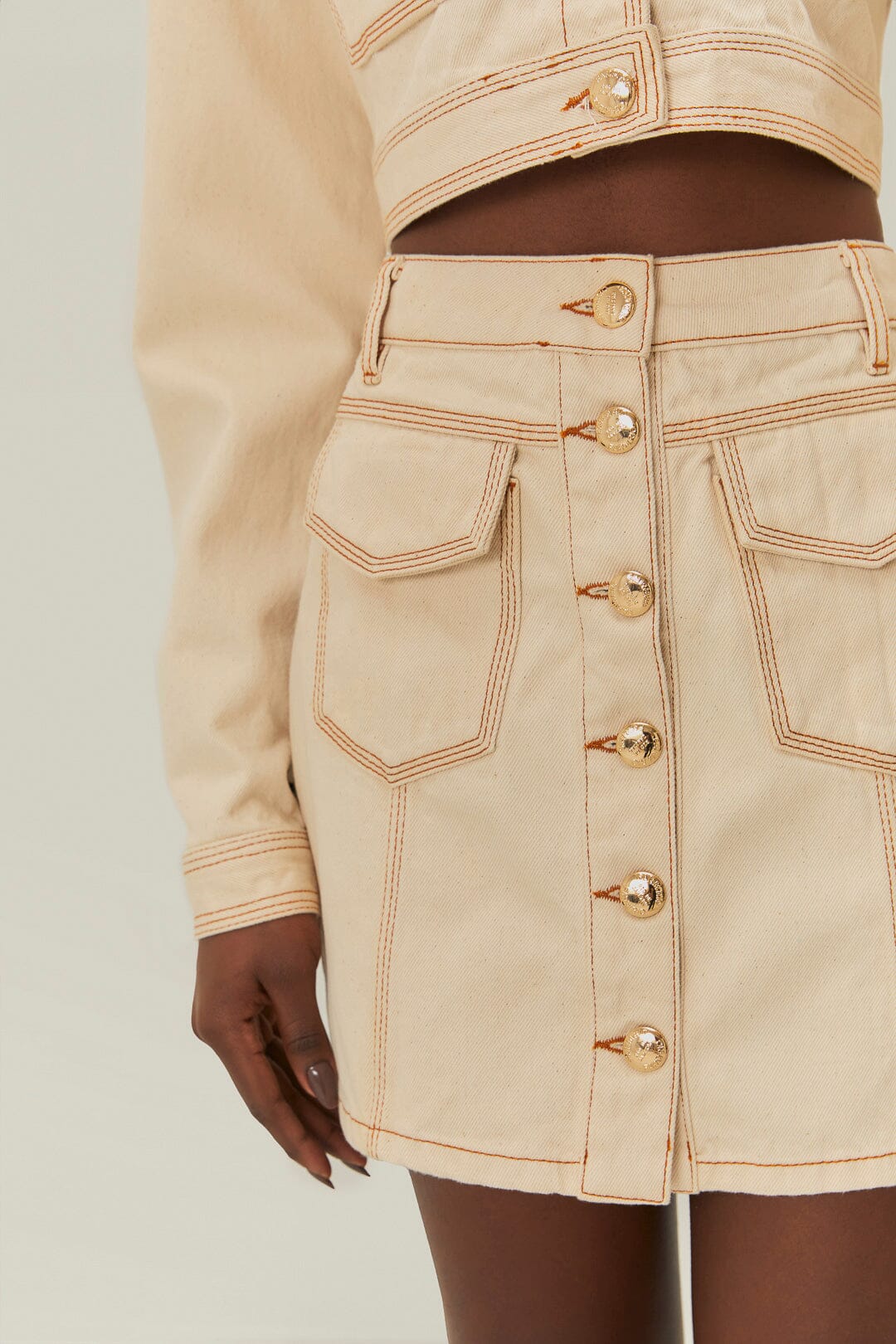  Off-White Gabardine Mini Skirt