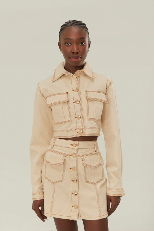  Off-White Gabardine Cropped Jacket