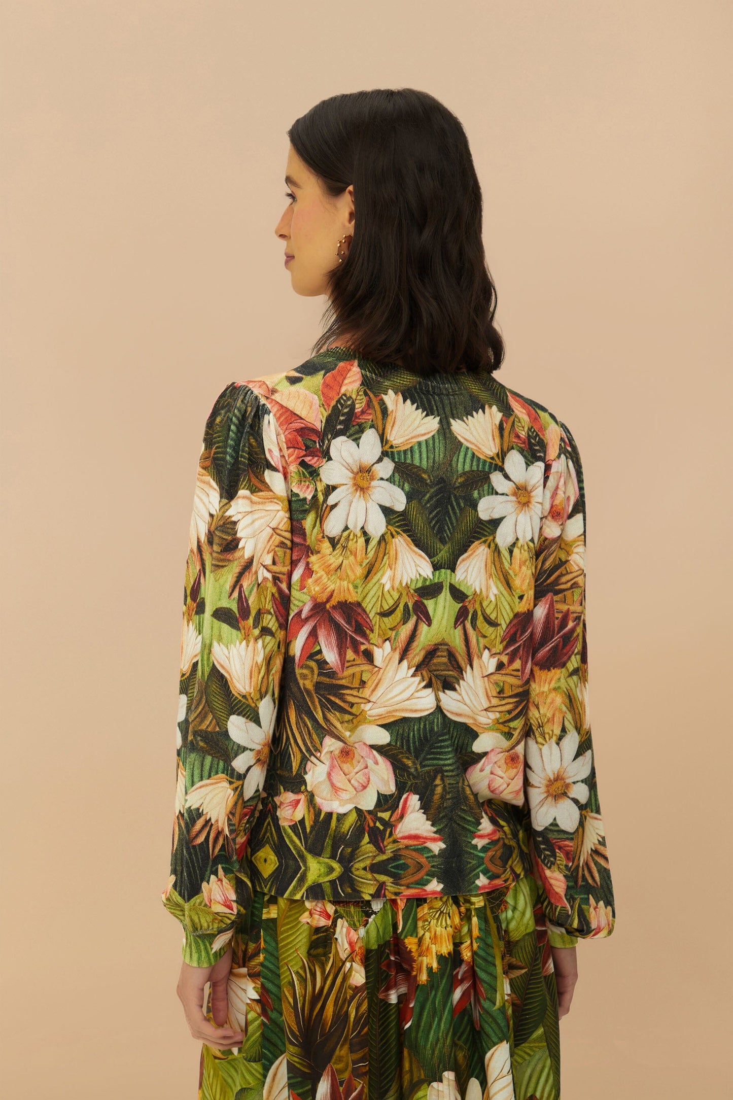 Multicolor Botanical Forest Knit Cardigan