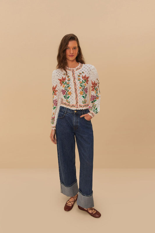 Denim Low Waist Wide Pants