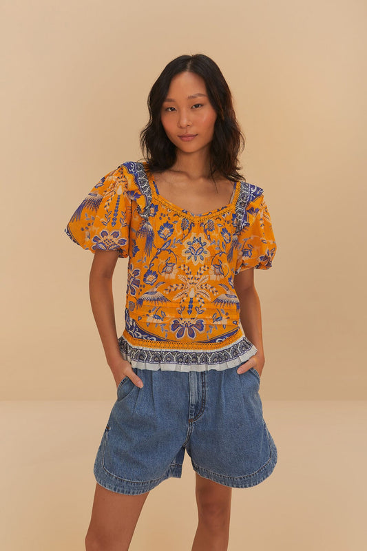  Denim Pleated Shorts