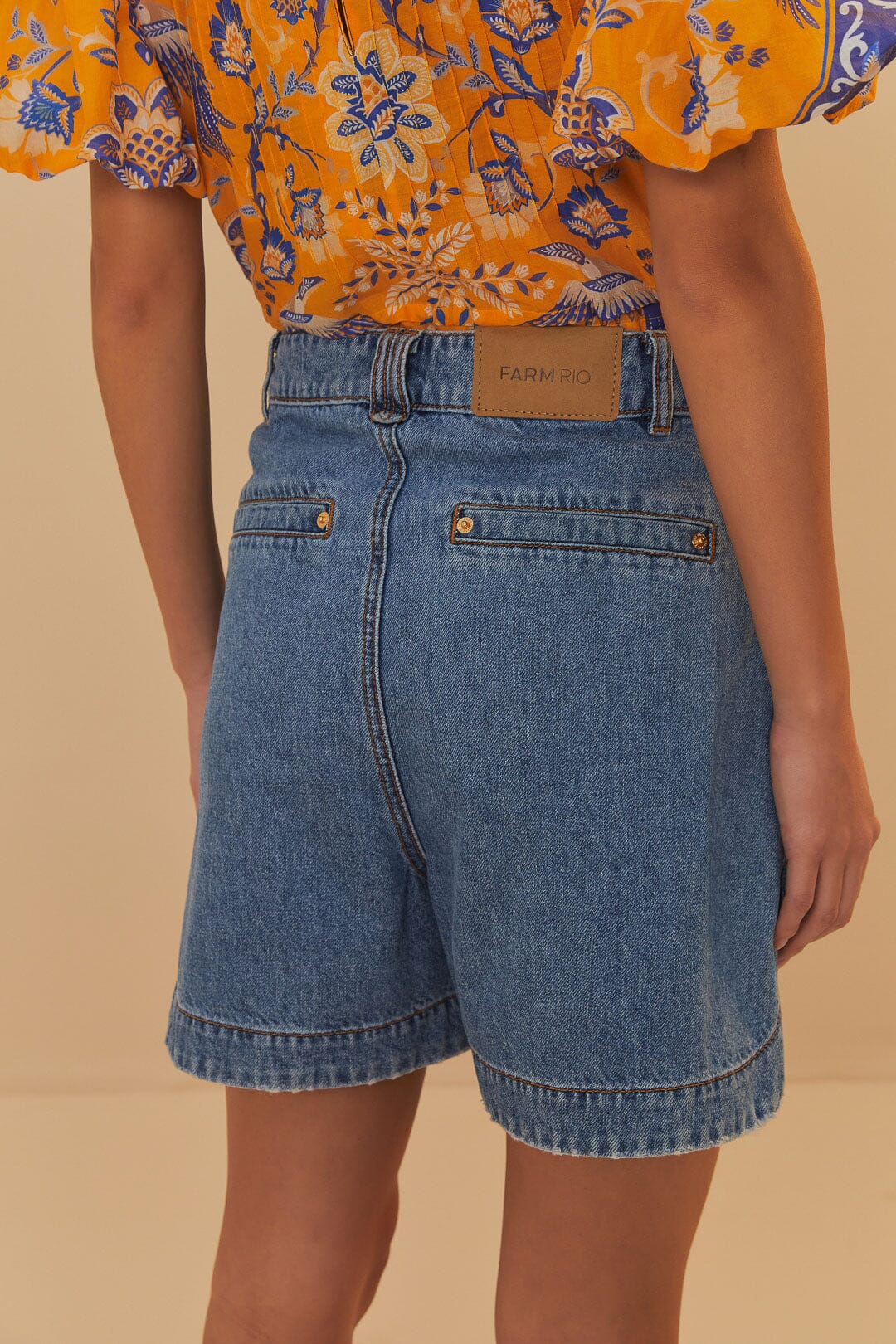  Denim Pleated Shorts
