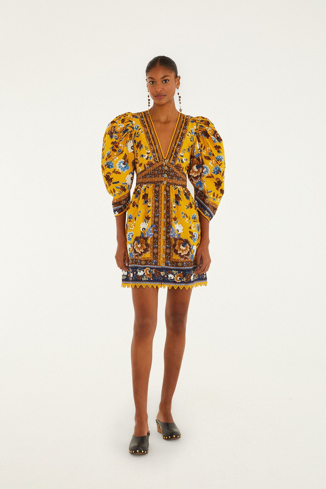 Farm Rio Yellow Flowering Garden Tree Mini Dress