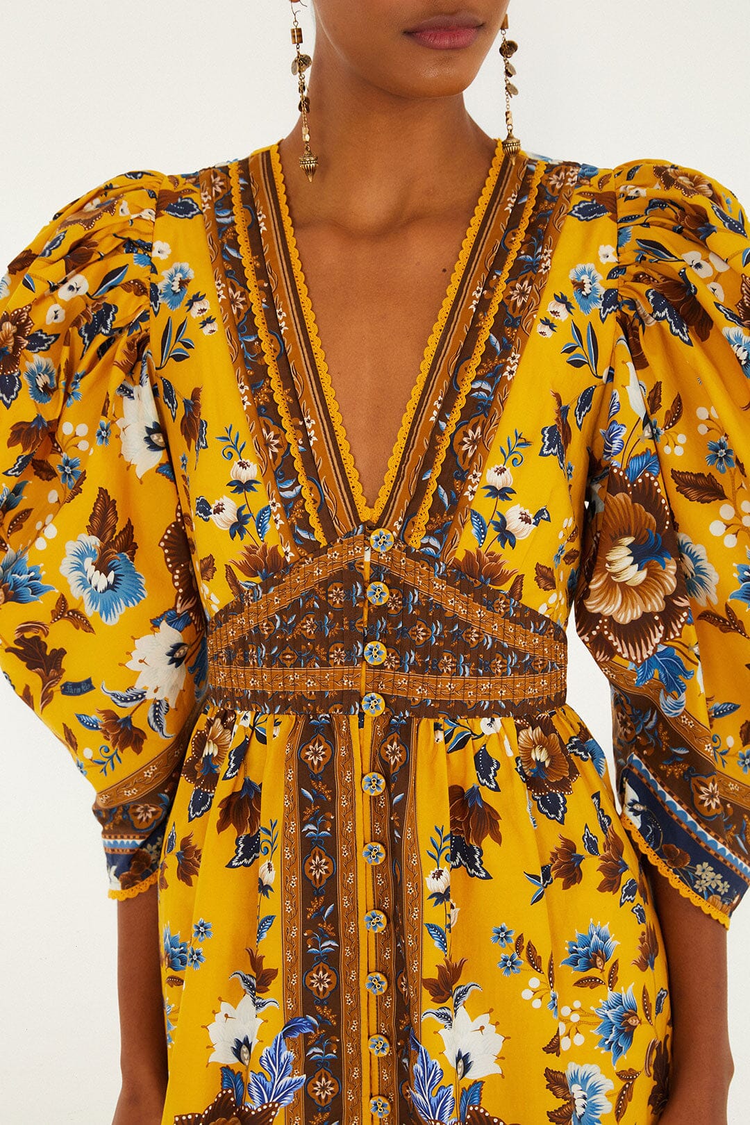 Farm Rio Yellow Flowering Garden Tree Mini Dress