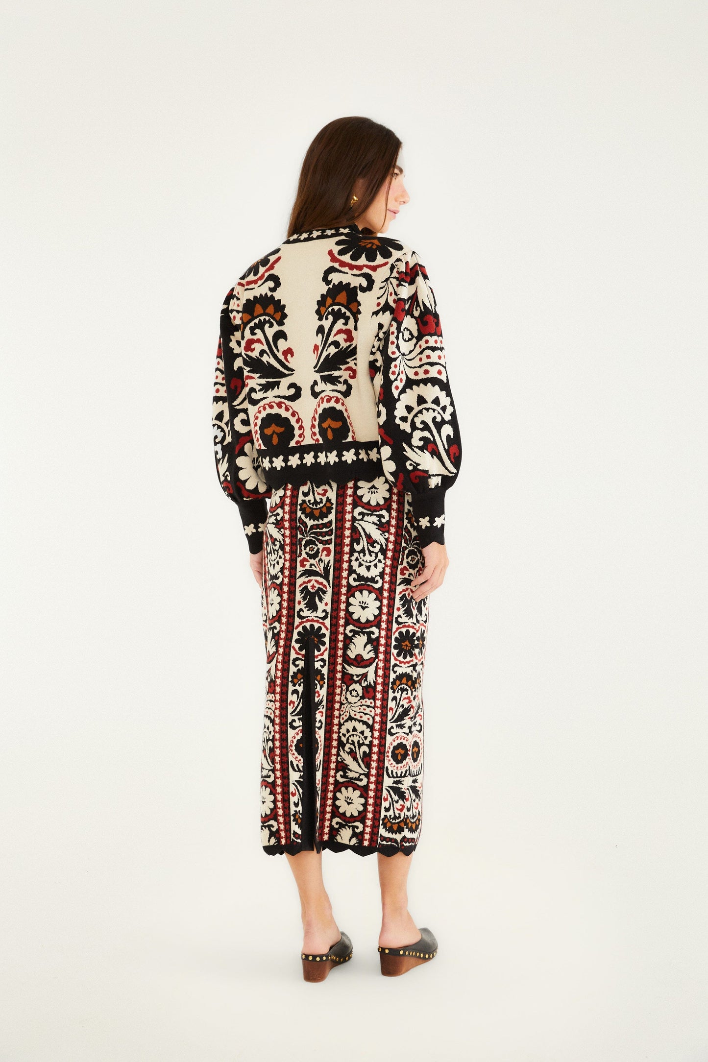 Farm Rio Stripes Winter Tapestry Knit Skirt