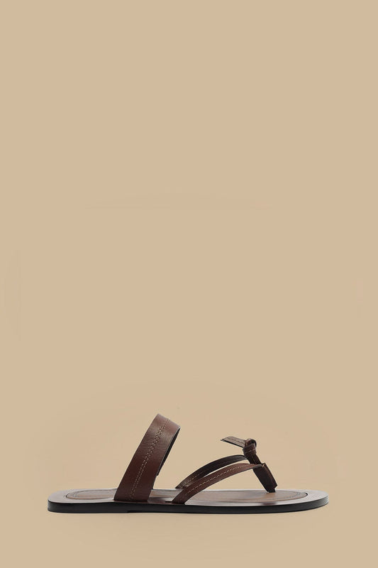  Coffee Tie Flat Sandal