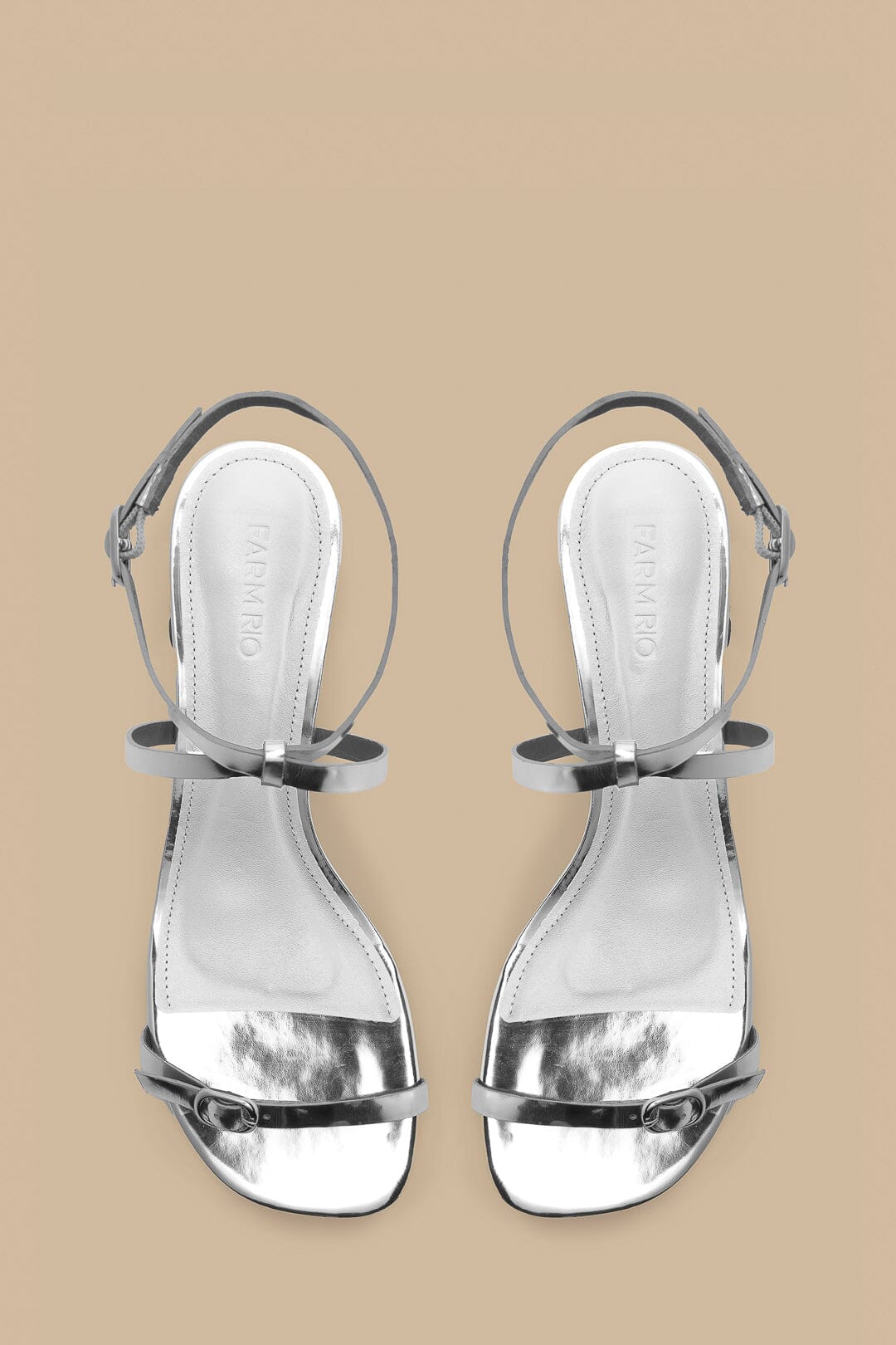 Farm Rio Silver Monstera Heeled Scallop Sandal