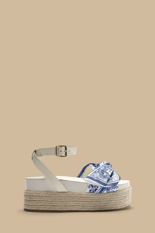 Farm Rio Ivory Scarf Espadrille Flatform Sandal