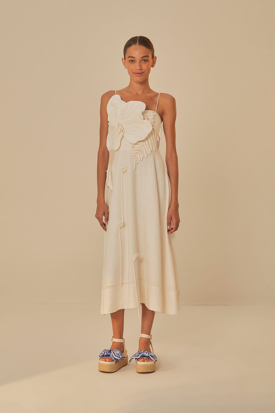 Farm Rio Ivory Scarf Espadrille Flatform Sandal