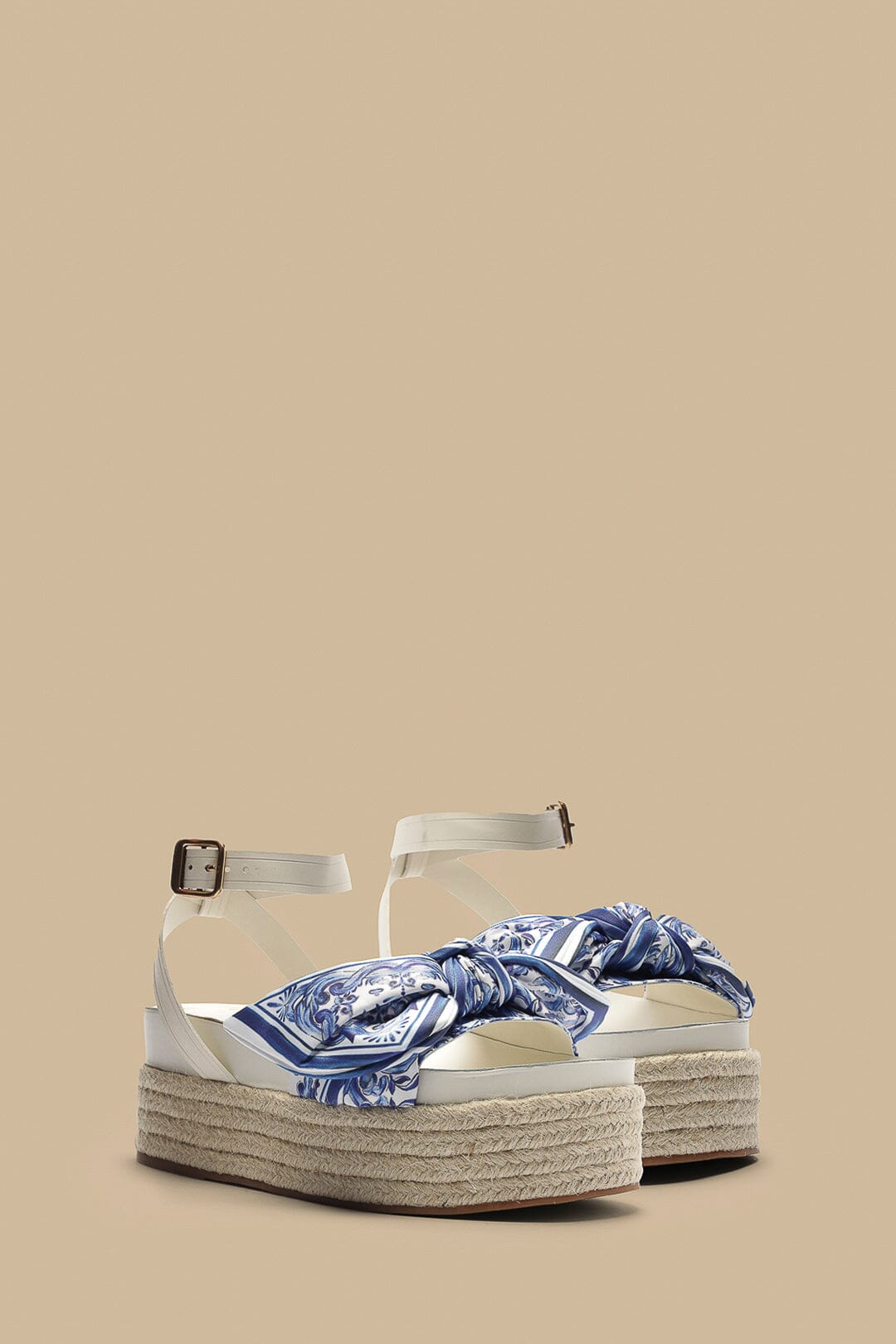 Farm Rio Ivory Scarf Espadrille Flatform Sandal