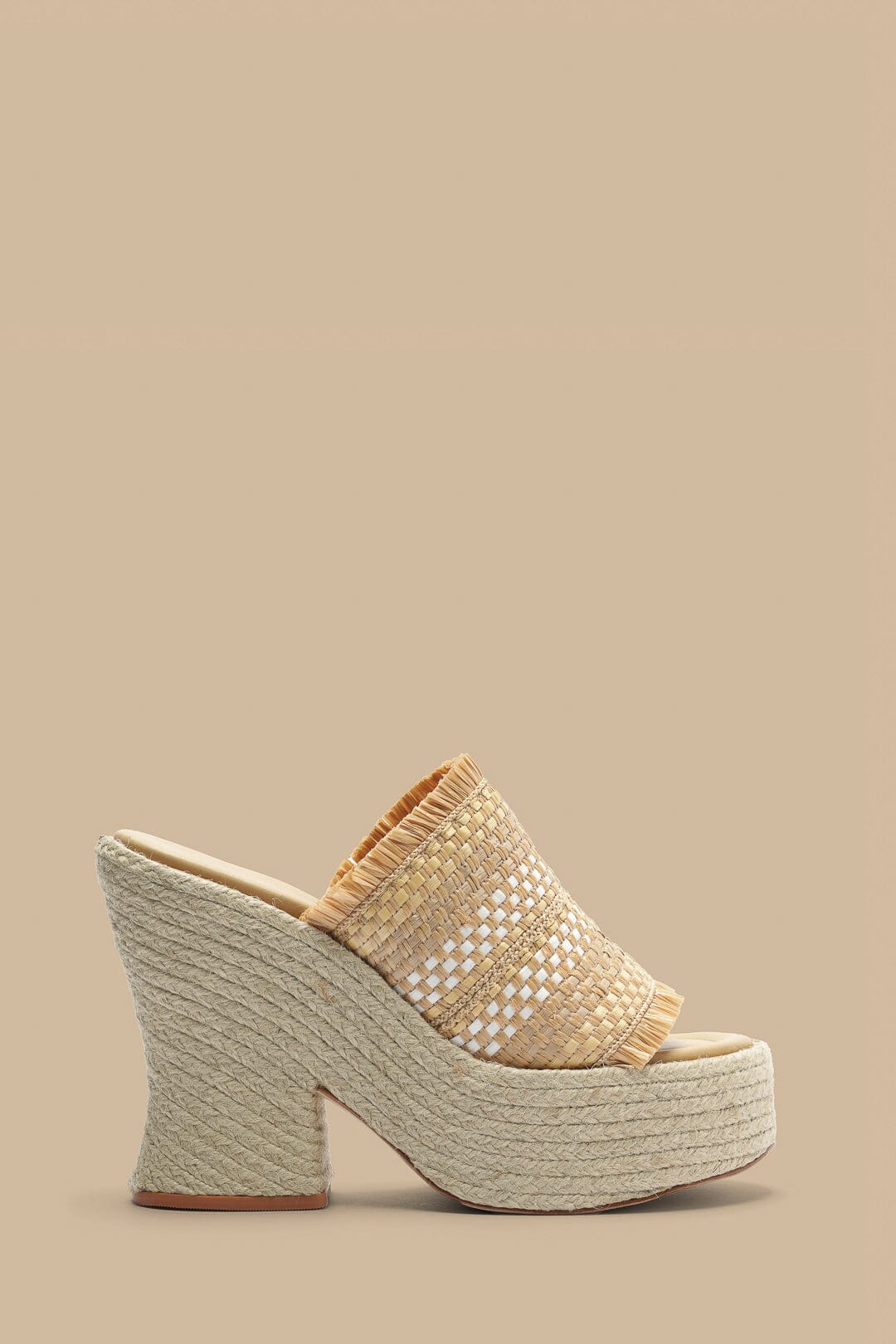  Natural Weaved Raffia Platform Sandal