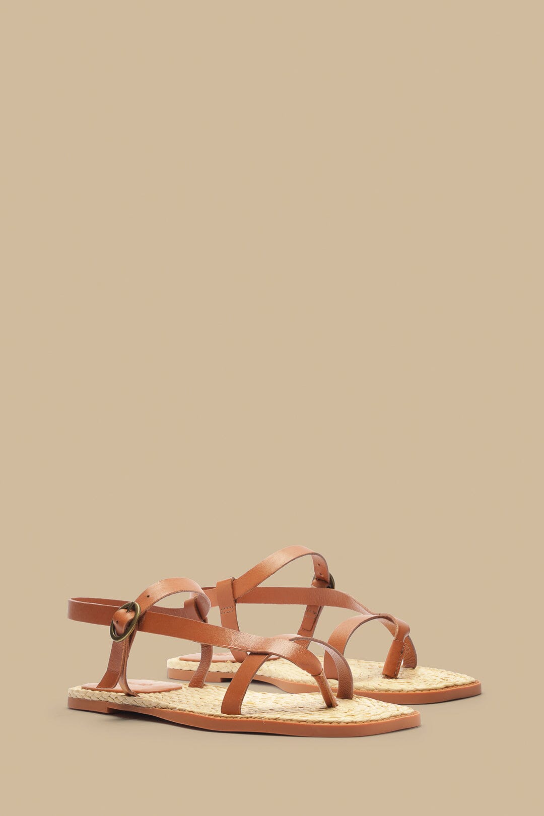  Camel Cross Strap Sandal