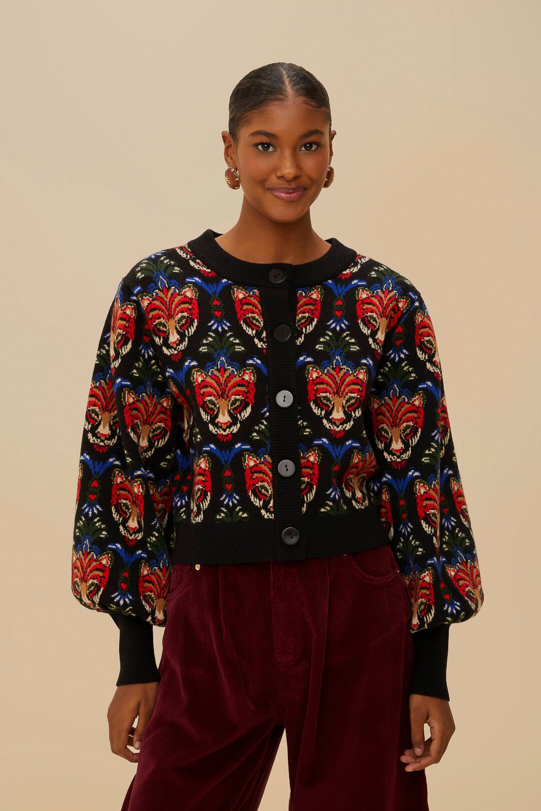  Black Boho Panther Cardigan