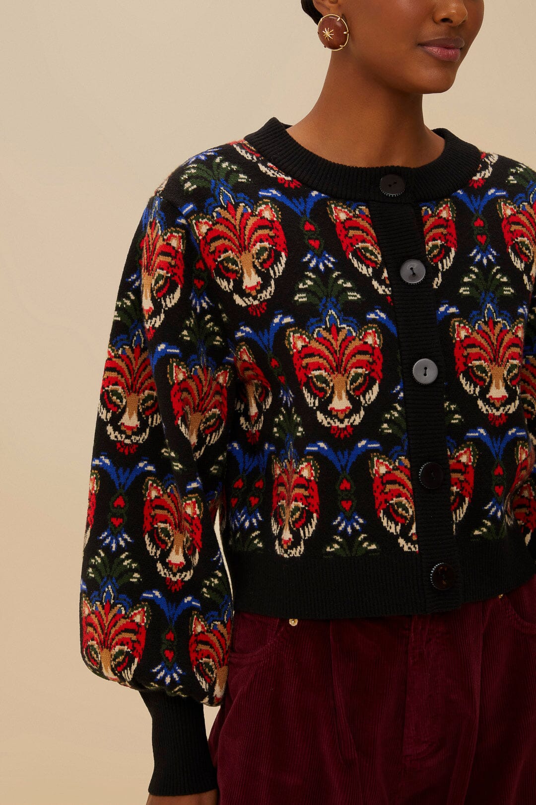  Black Boho Panther Cardigan