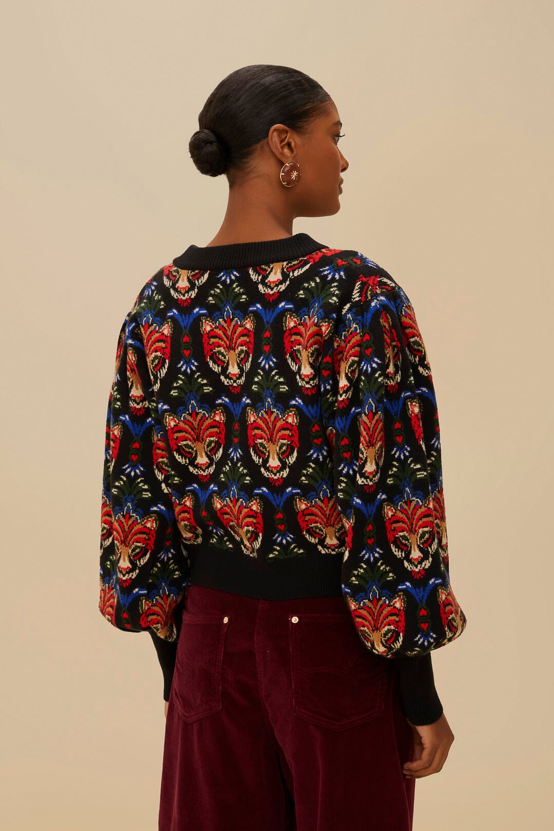  Black Boho Panther Cardigan