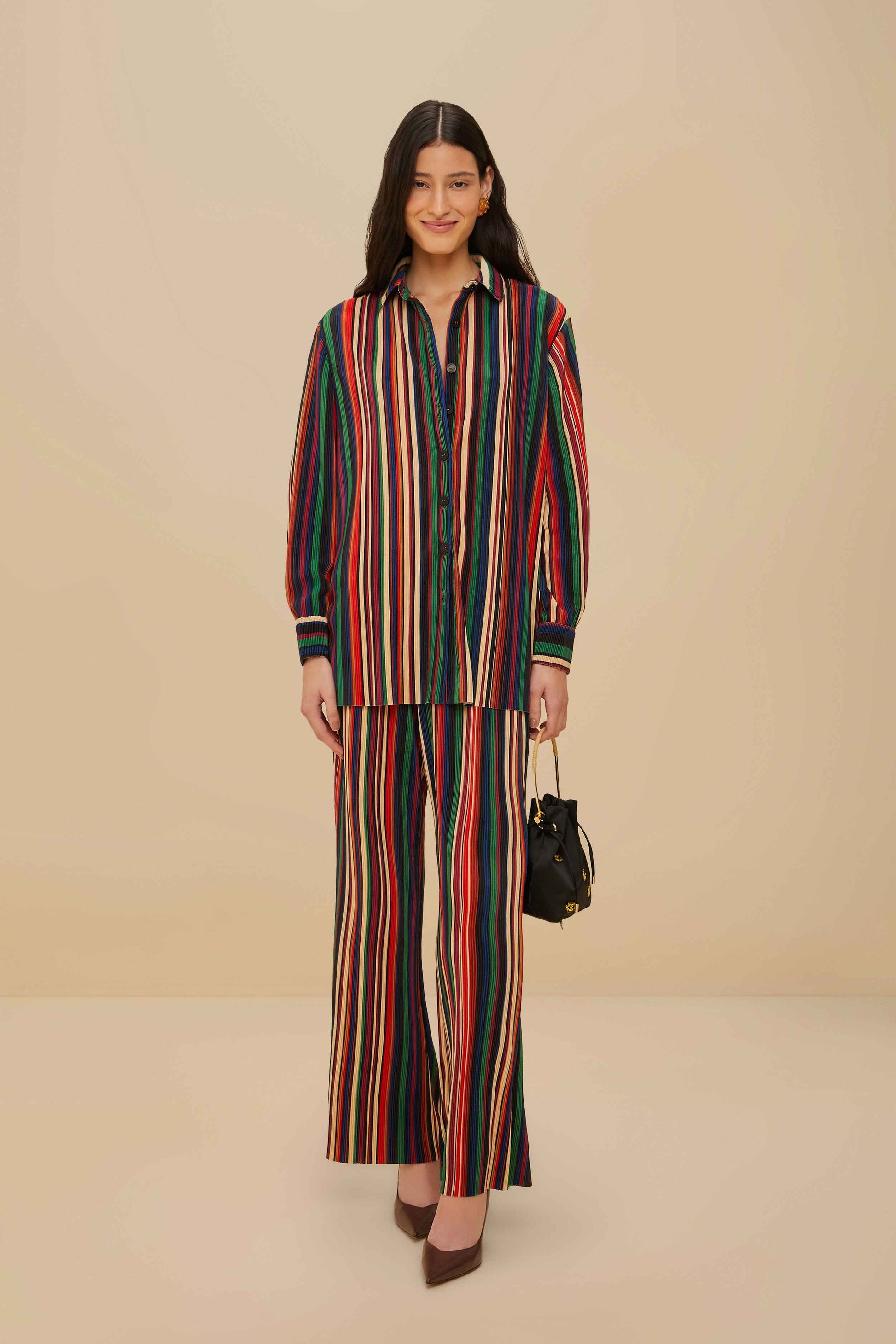  Multicolor Pipa Stripes Pleated Pants