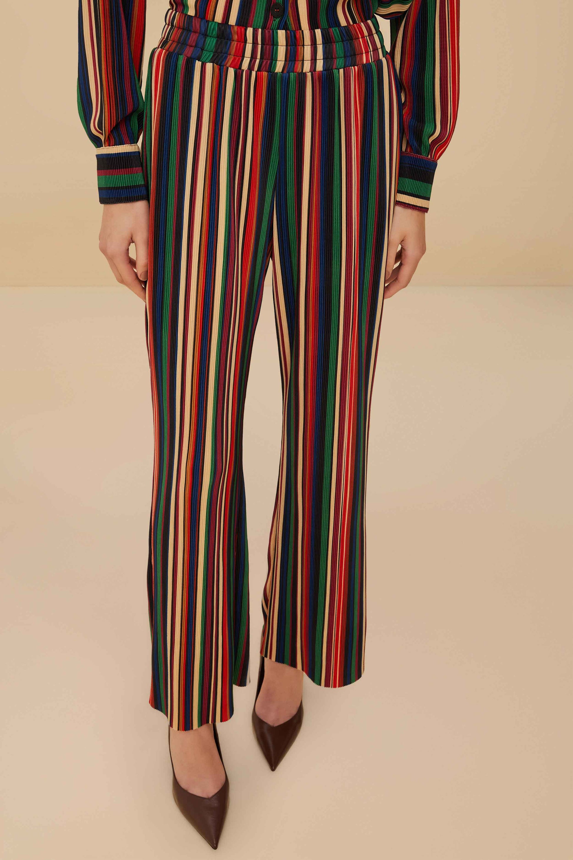  Multicolor Pipa Stripes Pleated Pants