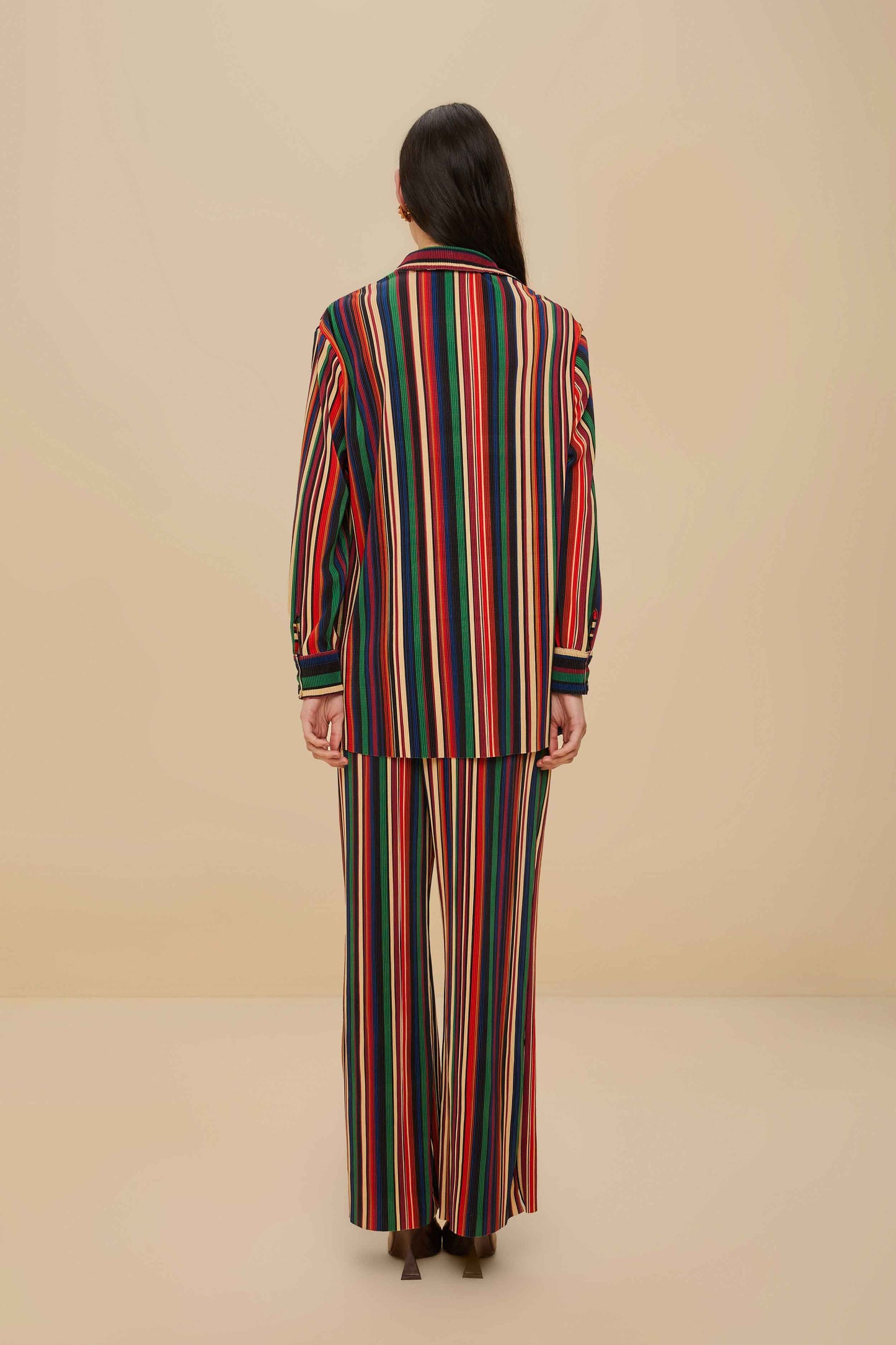  Multicolor Pipa Stripes Pleated Pants