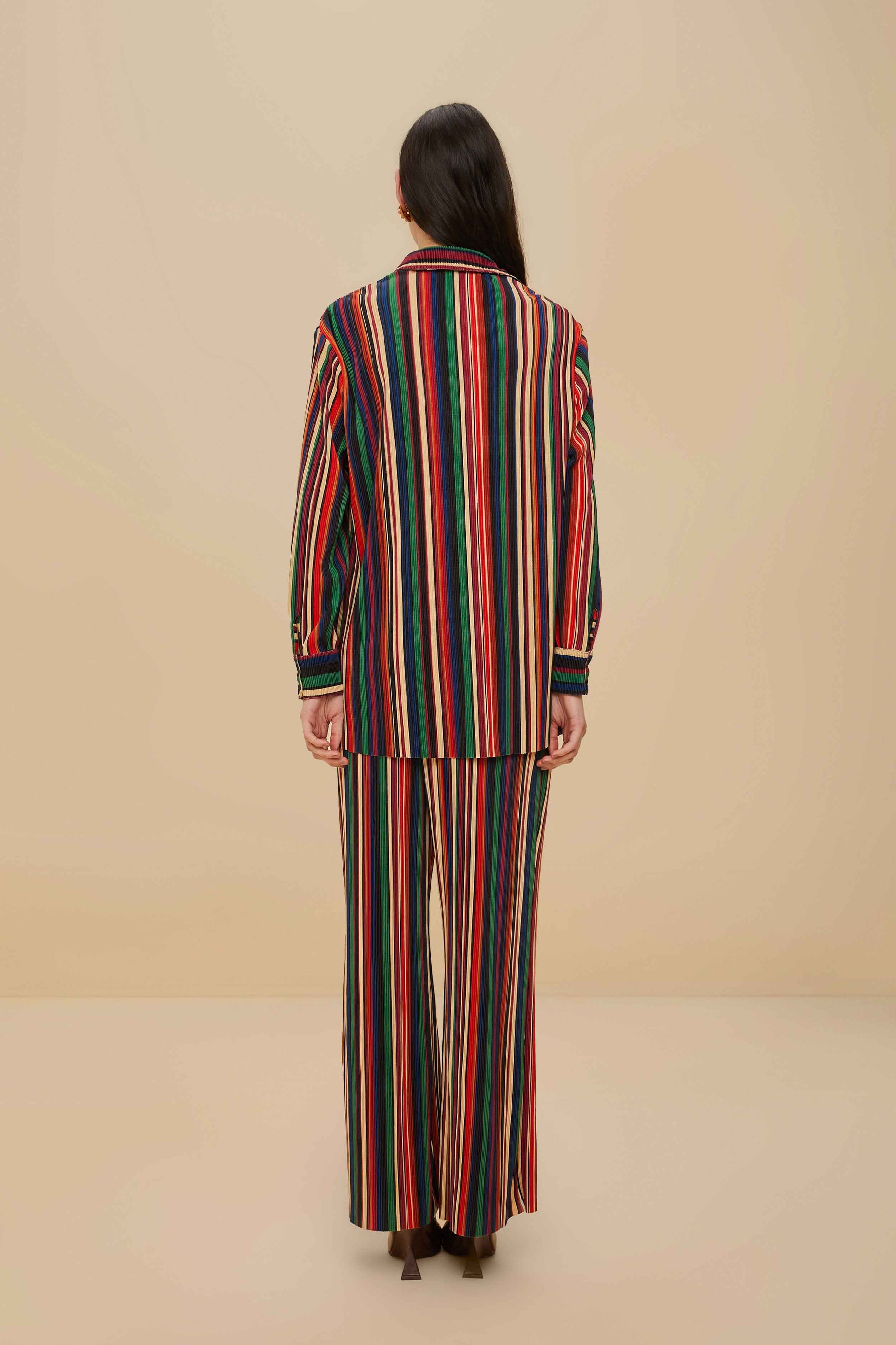  Multicolor Pipa Stripes Pleated Pants