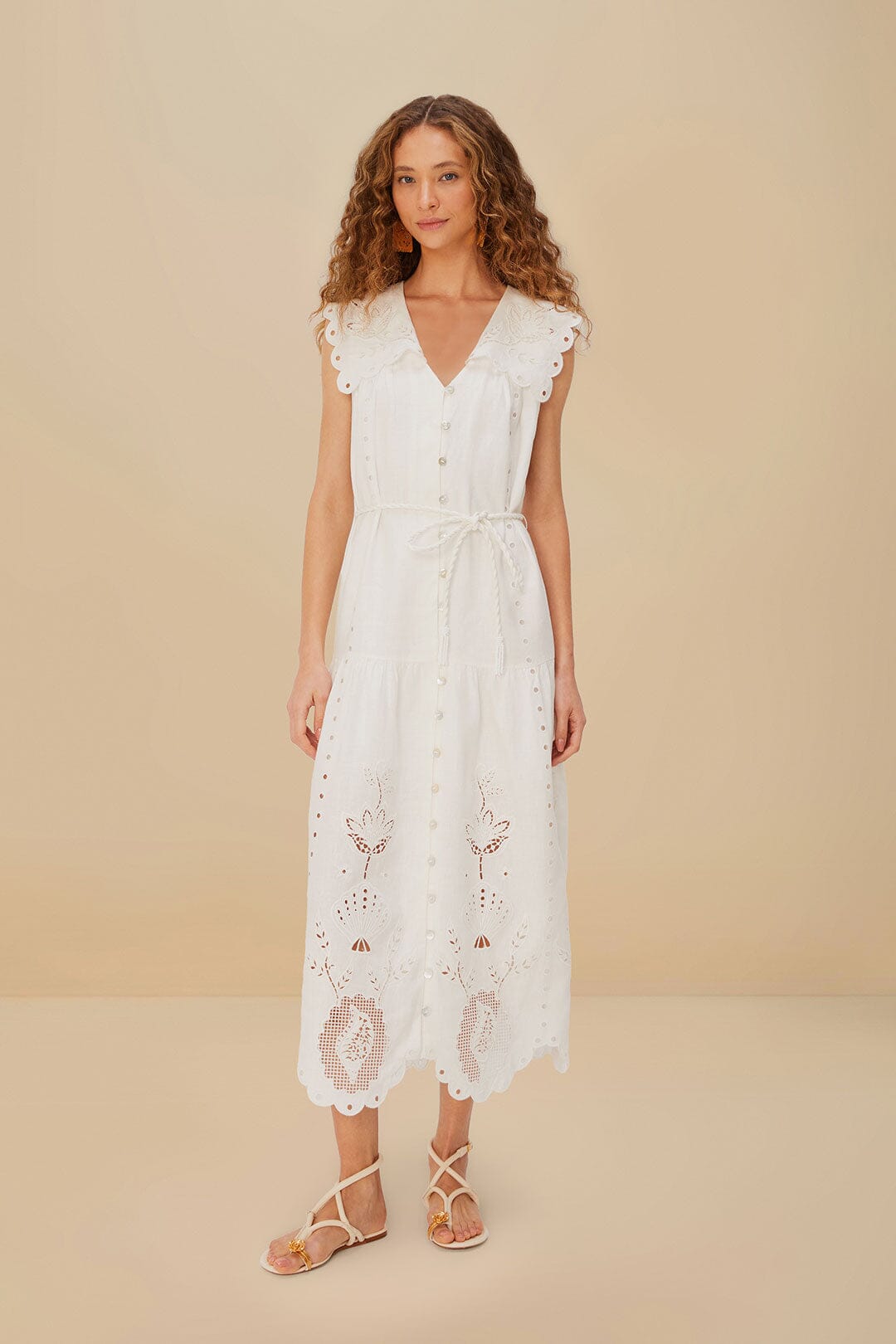  Off-White Sleeveless Euroflax™ Premium Linen Maxi Dress