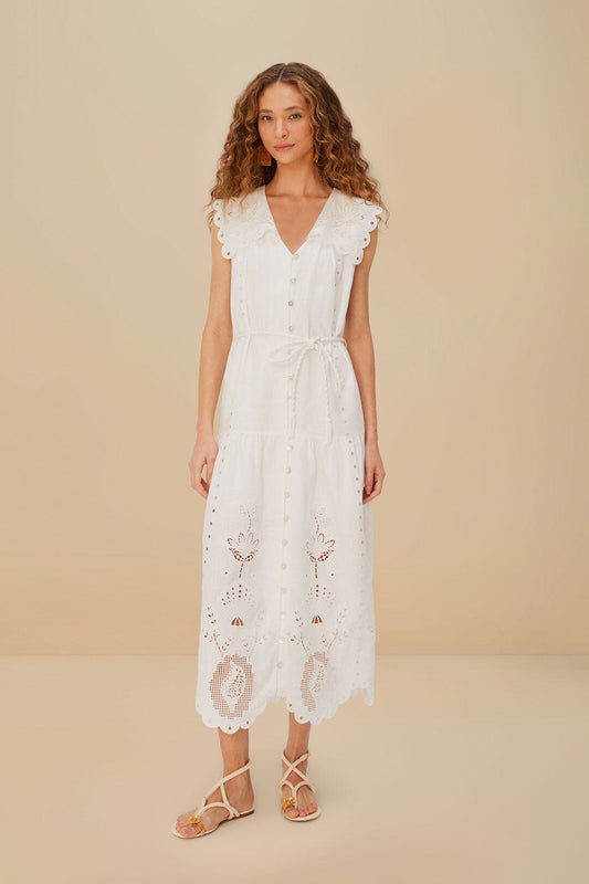  Off-White Sleeveless Euroflax™ Premium Linen Maxi Dress