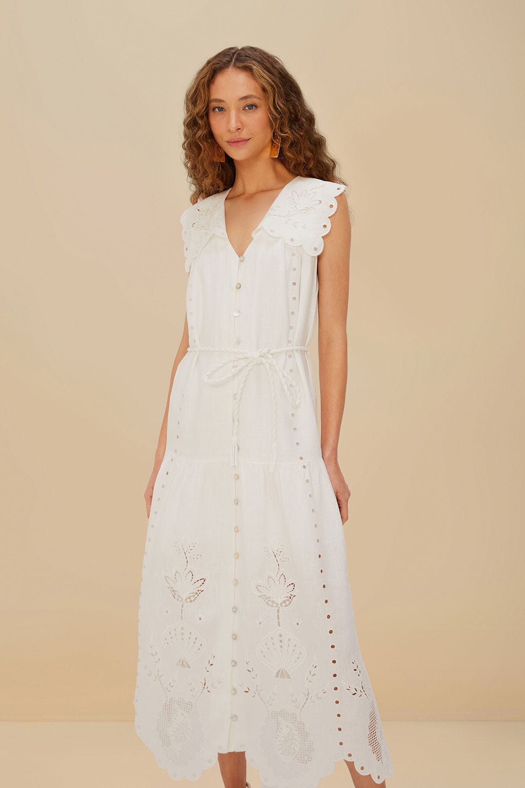  Off-White Sleeveless Euroflax™ Premium Linen Maxi Dress