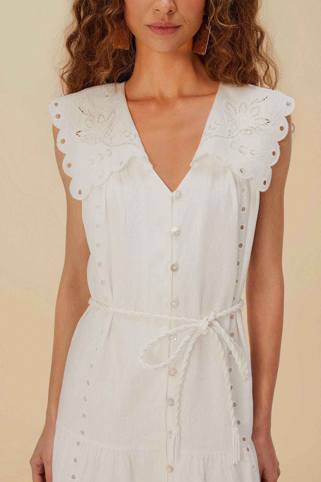 Off-White Sleeveless Euroflax™ Premium Linen Maxi Dress