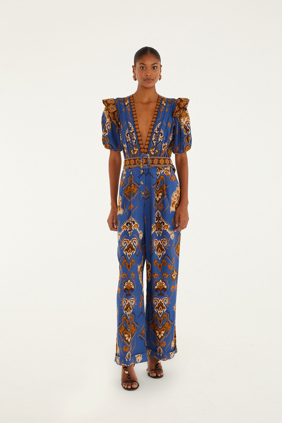  Blue Ornament Floral Jumpsuit
