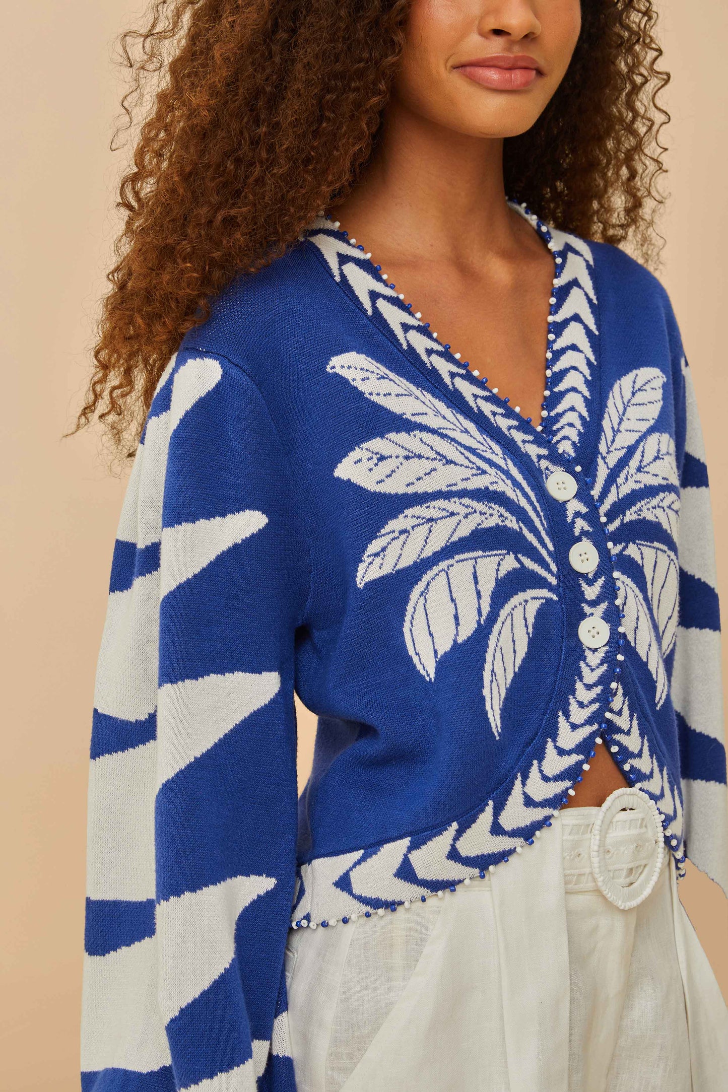  Blue Palms Graphic Knit Cardigan